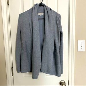 Emily Rose shawl ribbed open cardigan - grey - S